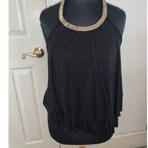 PAPAYA black halter top tie up blouse